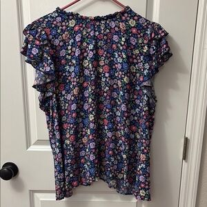 Floral Ruffle Sleeve Top